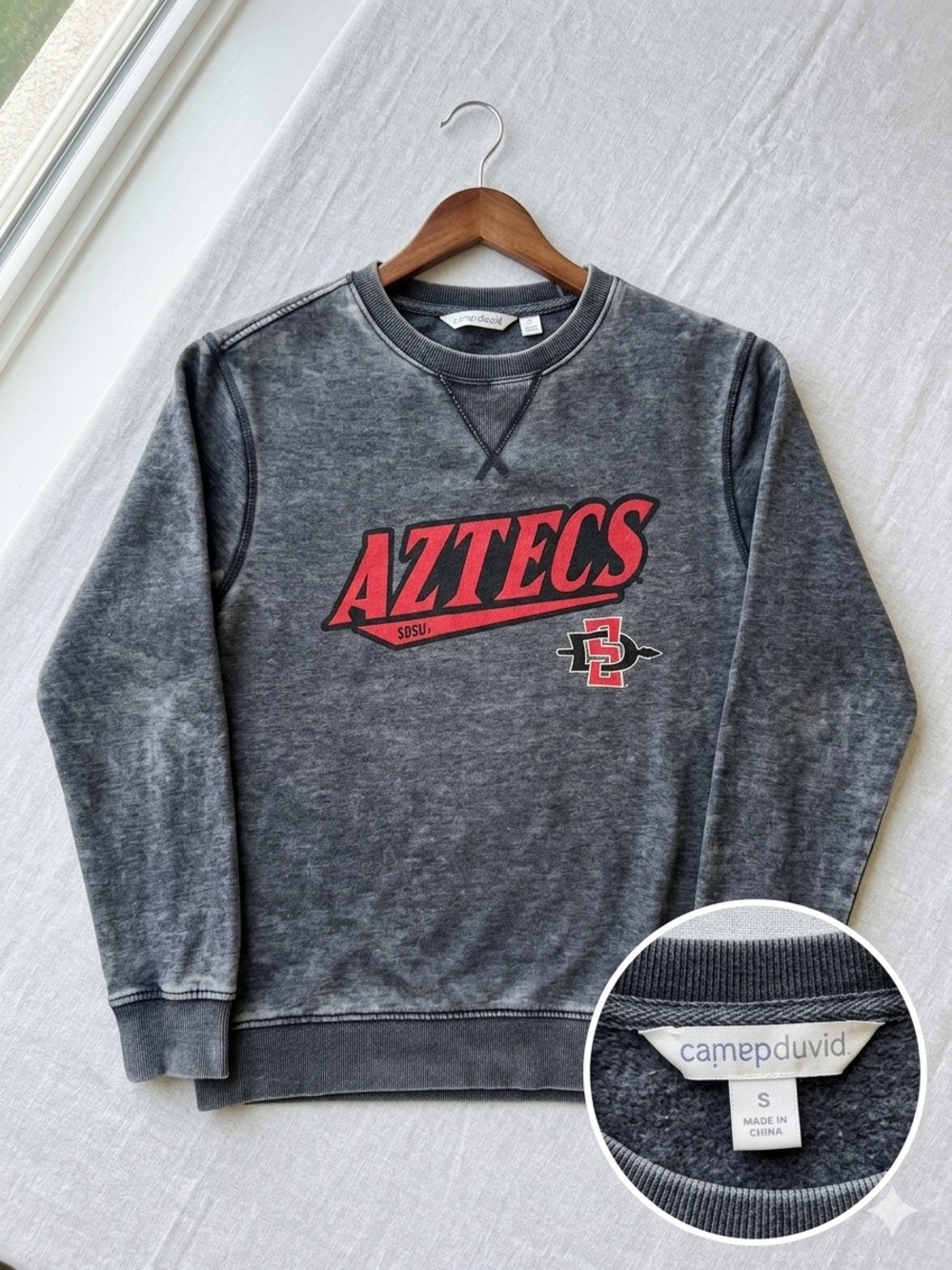 Camp David SDSU Aztecs Acid Wash Crewneck Sweatshirt Small